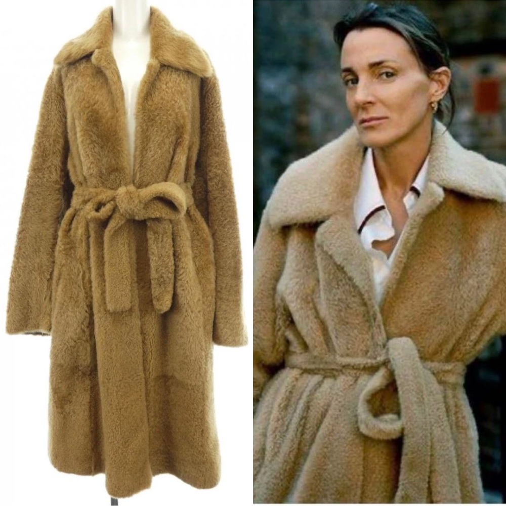 ✨Archival Celine Phoebe Philo Shearling Fur Belted Coat✨ RARE size 44‼️